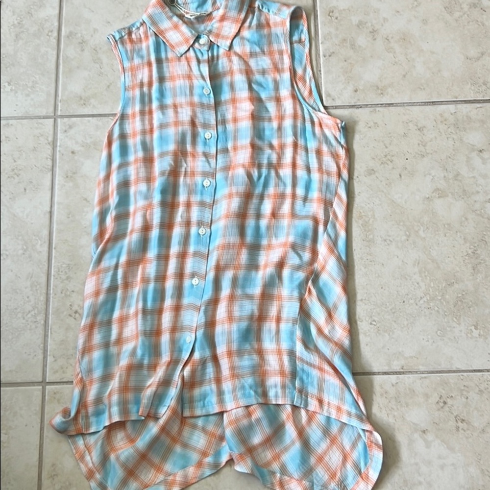 Max studio plaid sleeves Blouse
